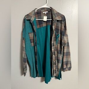 White Birch Brown and Teal Plaid Shirt